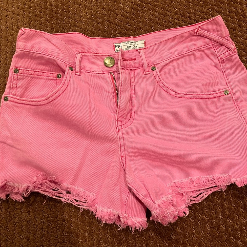 Free People Pink Denim Shorts